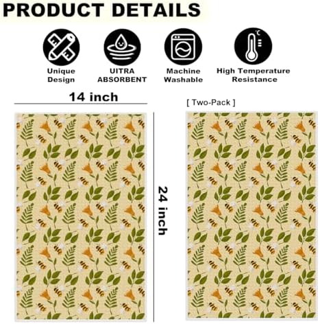 2 Pcs Bee Kitchen Towels 24x14 Inch, Cute Bee Gifts - Image 2
