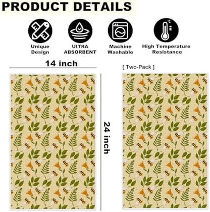 2 Pcs Bee Kitchen Towels 24x14 Inch, Cute Bee Gifts - Image 2
