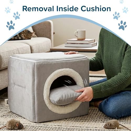 Cat House - Indoor Bed with Removable Foam Cushion - Cat Cave - Image 4