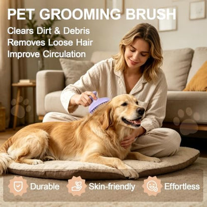 Dog Bath Brush for Grooming & Shedding, Self-Cleaning Pet Scrubber - Image 5
