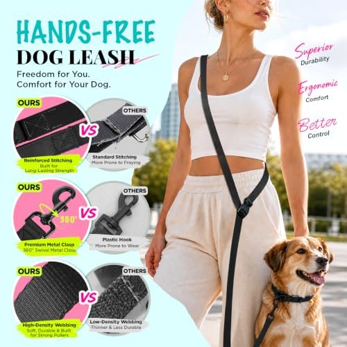 Hands Free Dog Leash, 5.9-8.2ft Multifunctional Crossbody Rope - Image 5