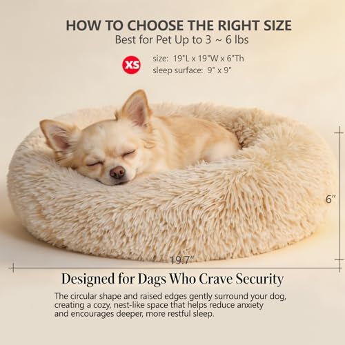 nononfish Puppy Bed for Small Dogs, Calming Donut Round Pet Bed - Image 3