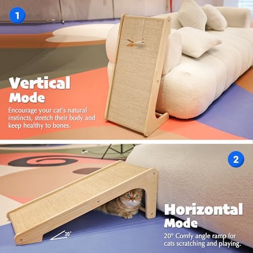 PETKARAY Cat Scratcher, Cat Sisal Scratching Ramp, L Shape Cat Scratch Pad - Image 4