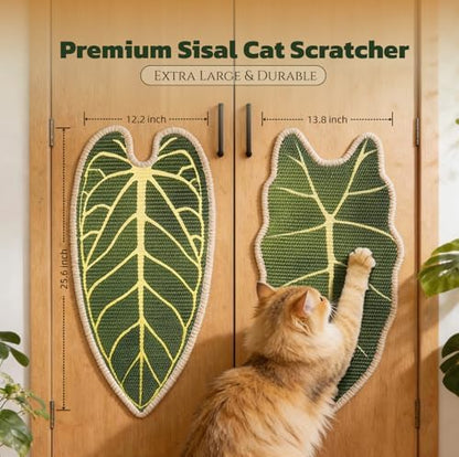 Premium Natural Sisal Botanical Leaf Cat Scratcher Mat, Extra Large Leaf-Shaped - Image 3