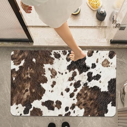 Bath Mat Rug, Animal Cow Skin Texture Non Slip Quick Dry Super Absorbent Thin - Image 7