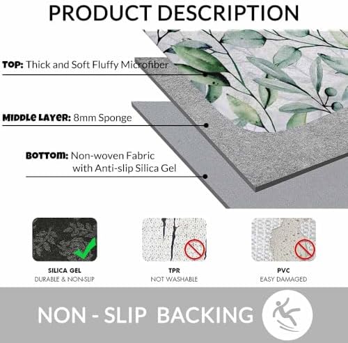 Watercolor Leaf Bath Rugs for Bathroom Hand Paint Leaves Durable Flannel Bath - Image 6