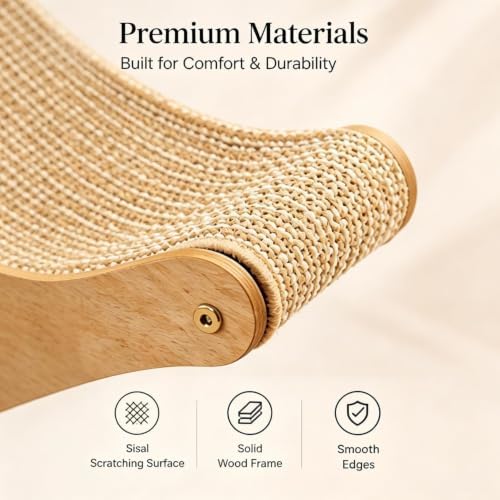 Cat Scratch Lounger Chair, Curved Sisal Scratcher Bed - Image 4
