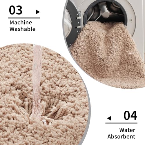 Disolla Beige Bathroom Runner Rug 24x59, Soft Plush Large Bath Mat - Image 5