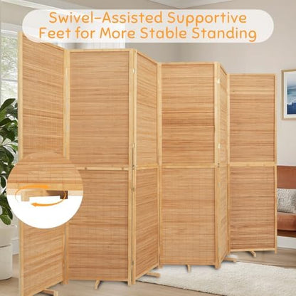 Bamboo Mesh Woven Room Divider 5.6FT, 6 Panel Folding Privacy Screen - Image 5