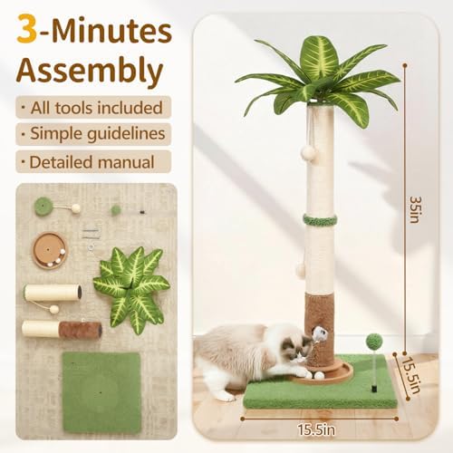 35" Tall Palm Tree Cat Scratching Post Vertical - Image 6