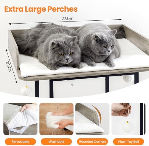 48in Wood Modern Cat Tree for Large Indoor Cats - Image 3