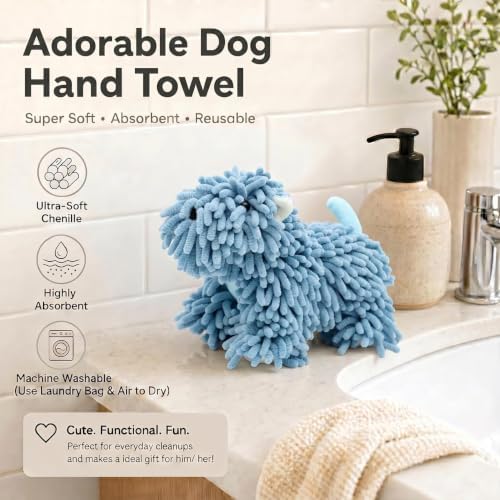 Chenille Dog Hand Towel Fuzzy Ball Dog Towel Animal Hand Towels - Image 3