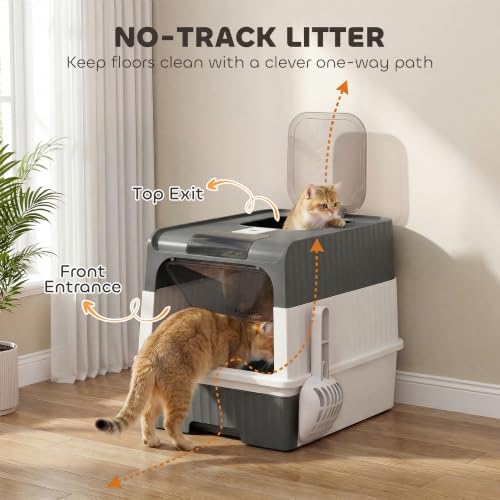PawHut Cat Litter Box with Lid, Pull-Out Drawer Tray - Image 3