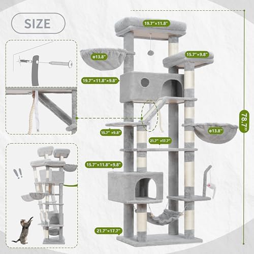 Gitelsnour Tall Cat Tree Tower for for Multiple Cats, Large Condo - Image 7