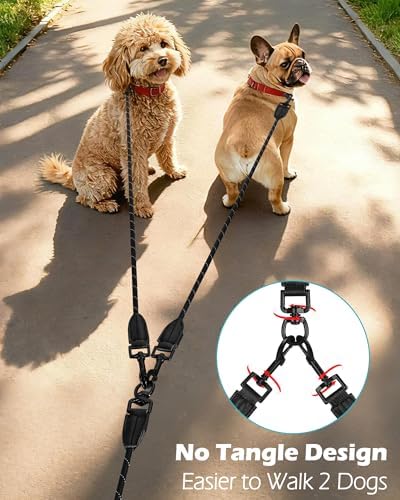 PetBonus Rope Double Dog Leash, No Tangle Dual Leash - Image 3