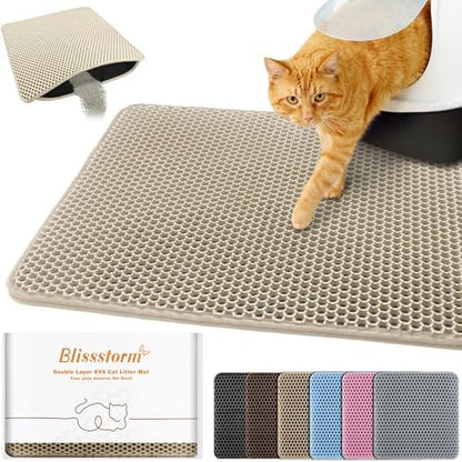 Cat Litter Mat 12"x12", Double Layer EVA litterbox Mat by BLISSSTORM