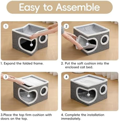 Cat Beds for Indoor Cats, Large Covered Cat Bed Cave - Image 6