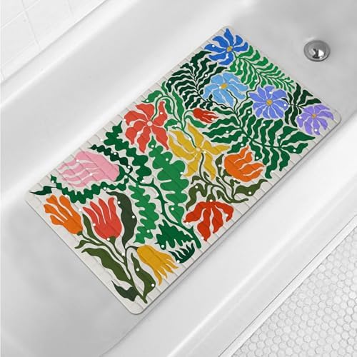 Plant Bathtub Mat Non Slip for Kids 27x16in Botanical Anti Slip Bath Mat for by Denifeiya