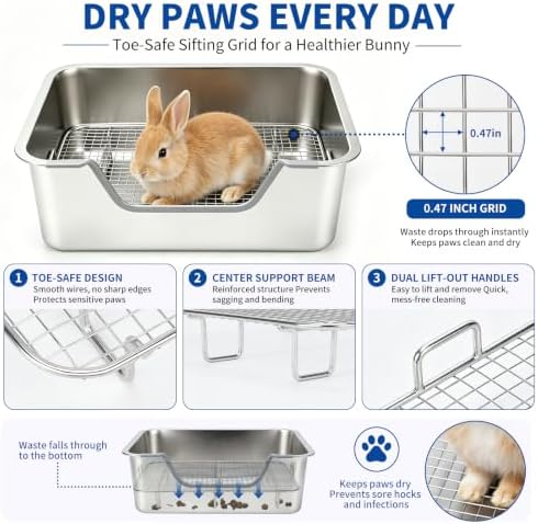 Stainless Steel Rabbit Litter Box - Image 5