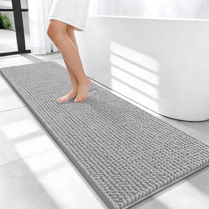 OLANLY Thick Chenille Bathroom Runner Rugs Mats 59x20, Light Grey by OLANLY