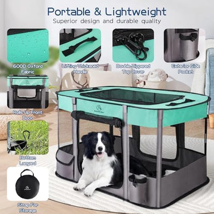 ROMANTIC BEAR Dog Playpen, Foldable Pet Puppy Cat Playpen - Image 6