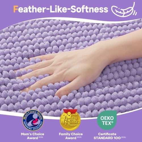 Ophanie Purple Bathroom Rugs 44x24, Soft Chenille Bath Mat, Non Slip Absorbent - Image 3