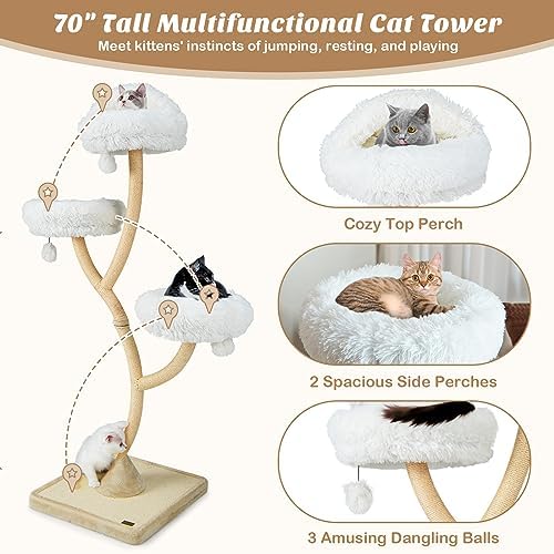 PETSITE 70" Tall Cat Tree, Cat Tower - Image 4