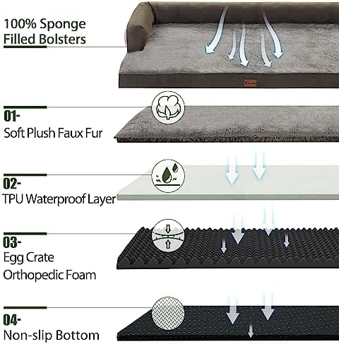 Orthopedic Dog Bed for Extra Large Dogs, Dark Green - Image 3