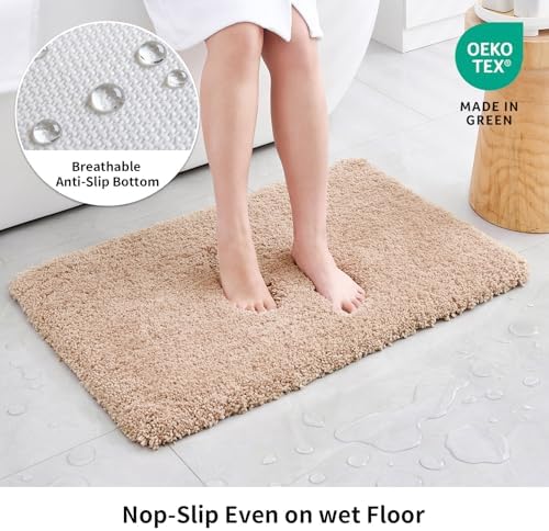 Disolla Beige Bathroom Runner Rug 24x59, Soft Plush Large Bath Mat - Image 3