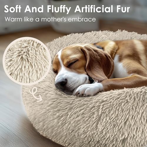 Extra Large Dog Beds, 36in Human Dog Anxiety Relief Comfort Bed-Light Brown - Image 5