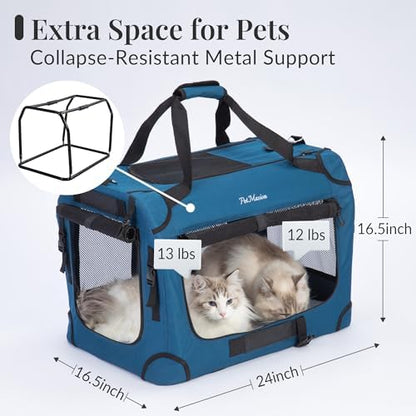 Extra Large Cat Carrier for 2 Cats, Collapsible Soft Sided Pet XL Crate for - Image 2
