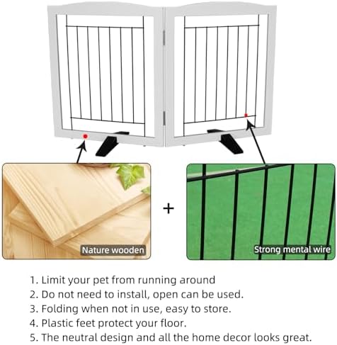 ZJSF Freestanding Dog Fence Indoor, Foldable Dog Gate - Image 6