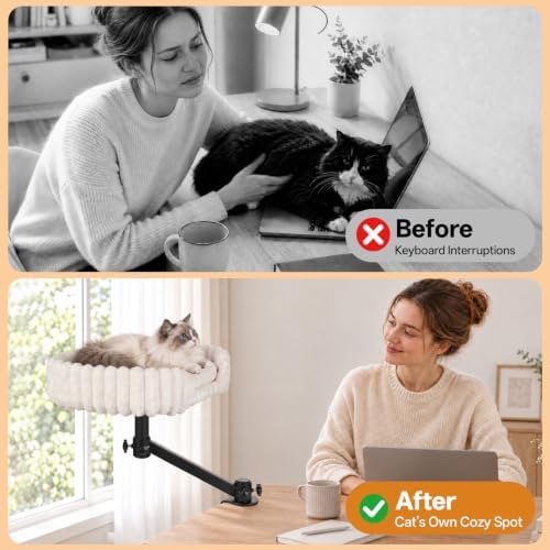 Cat Desk Bed, 360° Rotatable Cat Hammock - Image 3
