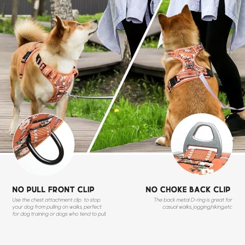 Timos Dog Harness Medium Sized, Quick Release 3 Buckles, Flower Orange - Image 4