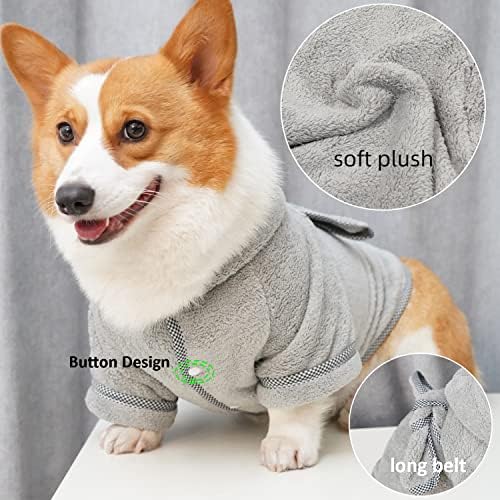 Dog Bathrobe, Microfiber Fast Drying Absorbent Hooded Bath Towel White - Image 2