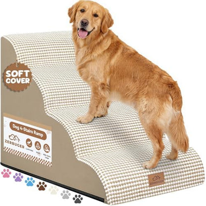 Zerbuger Dog Ramp and Stairs for Bed, Nonslip Cover by Zerbuger