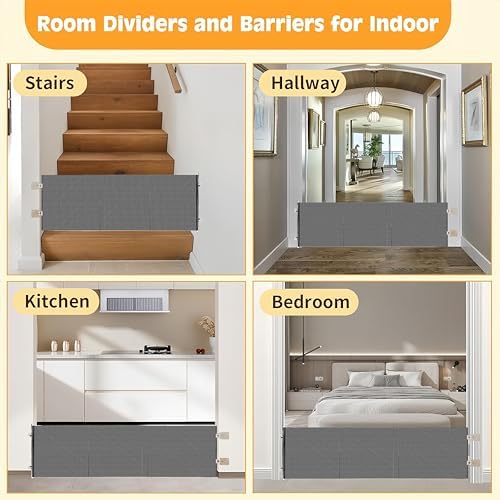 15 Inch Retractable Step‑Over Dog Gate, Adhesive Mount Pet Barrier - Image 3