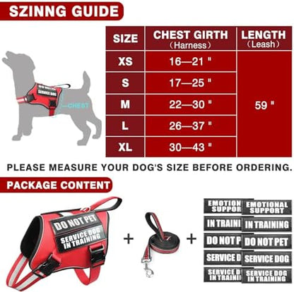 Service Dog Vest Harness and Leash Set+10 Patches, No Pull&Adjustable - Image 5