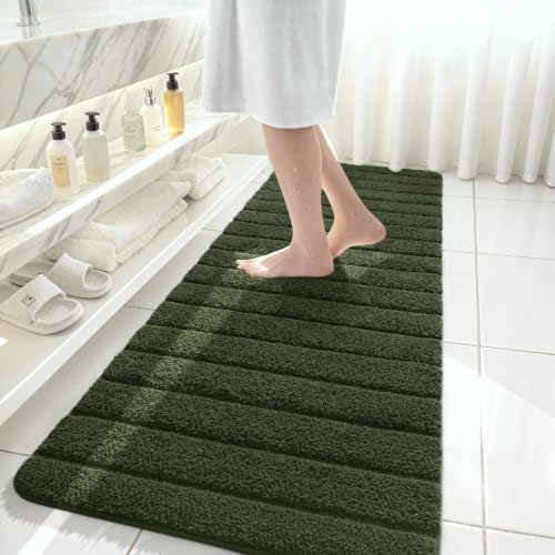 AROGAN Luxury Long Bathroom Runner Rugs 24x72 Inch Bath Rug, Olive Green - Image 2