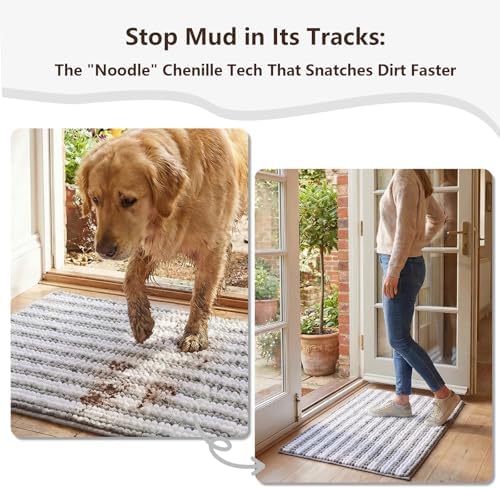Chenille Bathroom Rug Non Slip Washable, Absorbent Bath Mat - Image 4