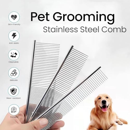 MEDUWEDU Stainless Steel Pet Comb Set – Grooming Combs - Image 2