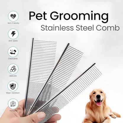 MEDUWEDU Stainless Steel Pet Comb Set – Grooming Combs - Image 2
