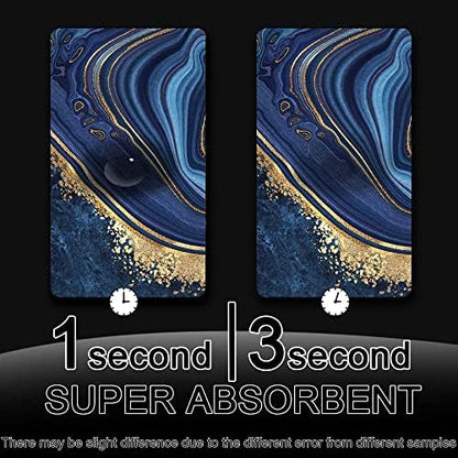 Bath Mat Rug, Dark Blue Gold Marble Non Slip Quick Dry Super Absorbent Thin - Image 6