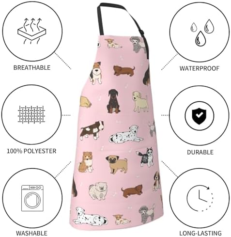 Perinsto Waterproof Apron With 2 Pockets Kitchen Chef Aprons Bibs - Image 5