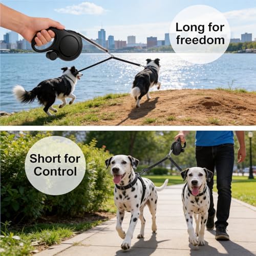 16FT Dual Retractable Dog Leash 2 Medium Dogs - Image 4