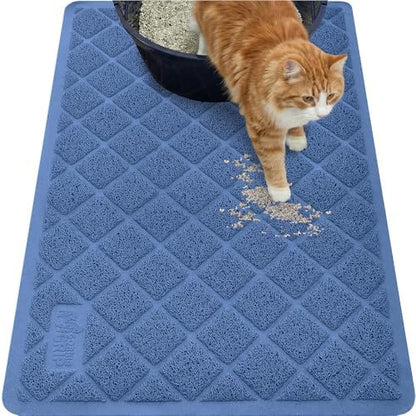 GORILLA GRIP Cat Litter Box Mat, Coiled Mesh Trapping Mats, 35x23 Navy by GorillaGrip