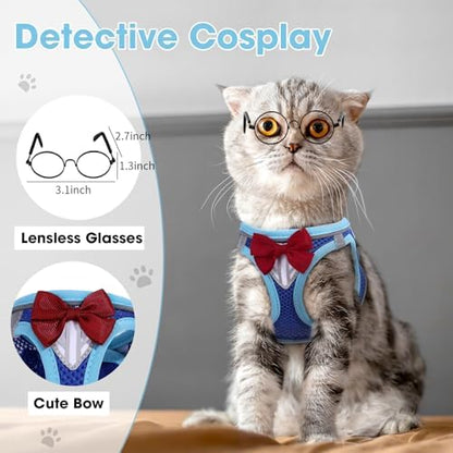 Cat Vest Harness and Leash Set, Escape Proof Kitten Harness Blue L - Image 2
