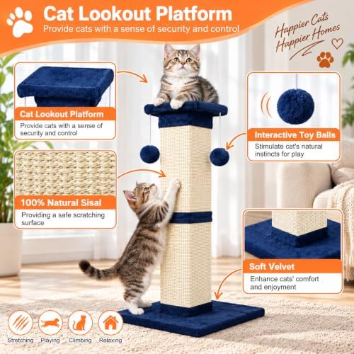 Cat Scratching Post 33 Inch Nature Sisal Scratch Post - Image 4