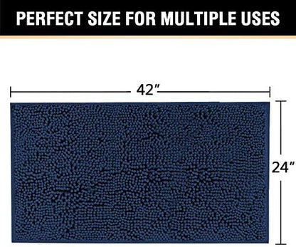 H.VERSAILTEX Navy Bath Mat for Bathroom, Microfiber Bath Rugs Chenille Floor - Image 2