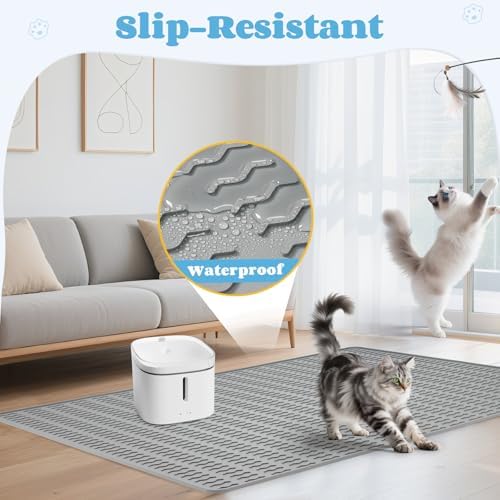 Cat Litter Mat, 47x35in Extra Large Litter Mat, Waterproof Non-Slip - Image 4